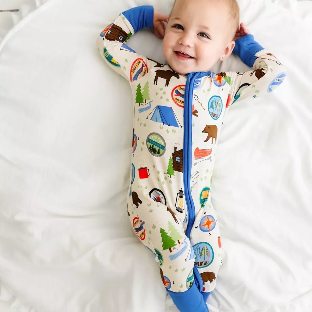 Little Sleepies Cream Camping Discontinued Print Zippy